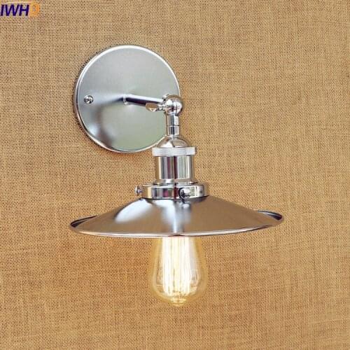 IWHD Silver Vintage Edison Wall Lamp LED Dinning Room Stair Retro Wall Lights Fixtures Sconce Adjsutable Wandlamp Apliques Pared