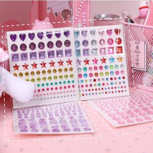 Kawaii Girl Heart Shining Star Crystal Diamond Sticker Cute Creative DIY Phone Album Decoration Color Stationery Sticker