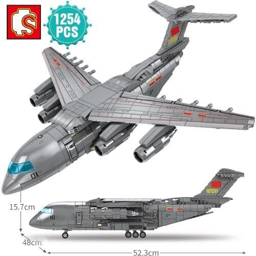 SEMBO High-tech Ideas Military Transport Aircraft Building Blocks Aviation Plane Bricks Educational Toys Gift For Children