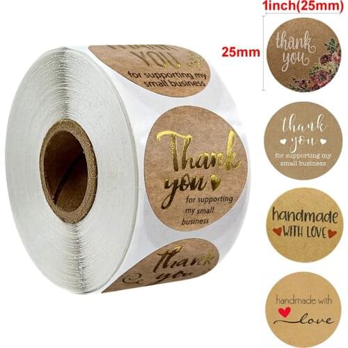 Round Gold "THANK YOU" Stickers seal labels 500 Labels stickers scrapbooking for Package stationery sticker baked store stickers