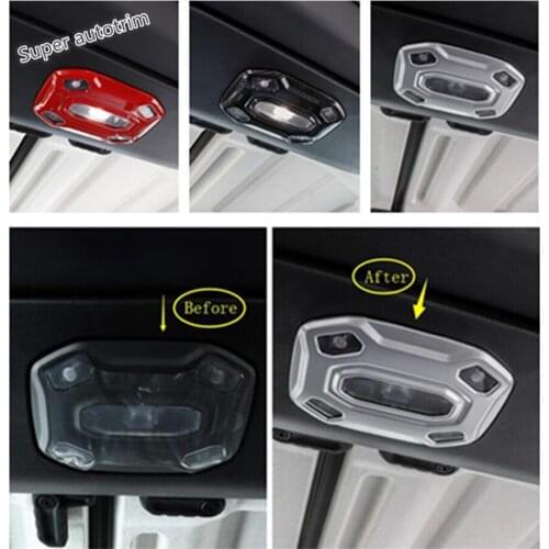Lapetus Roof Top Reading Lights Lamp Cover Accessories Interior Trim Red Matt Carbon Fiber ABS For Jeep Wrangler JL 2018 - 2020