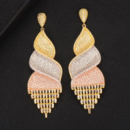 LARRAURI Famous Brand Nigerian Flower Leaf Dangle Earrings Trendy Zircon Wedding Engagement Party Dubai Earrings for women 2020