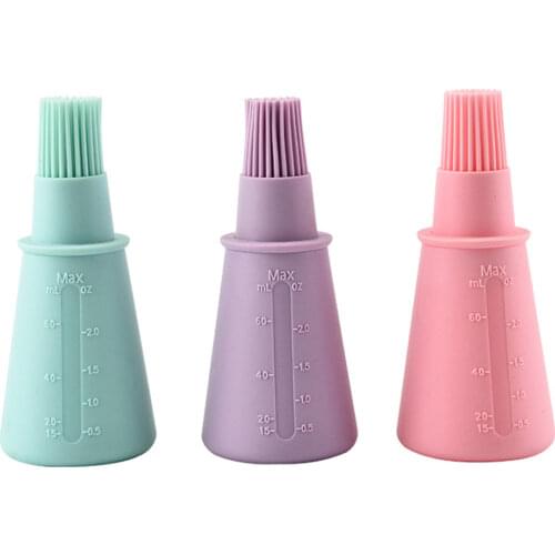 Barbecue Oil Brush Food Grade Silicone BBQ Oil Bottle Brushes with Lid Kitchen Baking Cooking Gadgets
