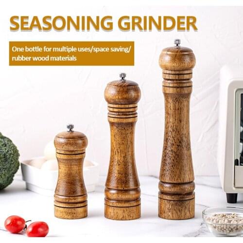 5 8 10 Inch Salt and Pepper Mill Solid Wood Spice Grain Grinder with Adjustable Ceramic Grinding core Kitchen Tools Mills