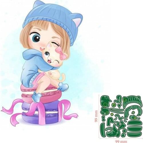 Metal Cutting Dies Girl and cat DIY Scrapbooking Paper Cards Decorative Craft Embossing