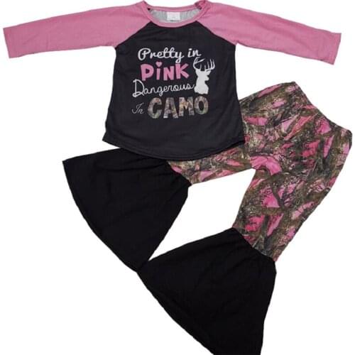 Fashion Baby Children Clothing Long Sleeves Tops Bell Pants Spring Autumn Boutique Kids Clothing-Sets