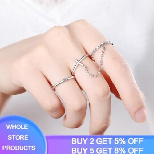 2021 Fashion Women Ring New Trend Personalized Design 3PCS Finger Crystal Zircon Engagement Rings for Women Wedding Jewelry Gift