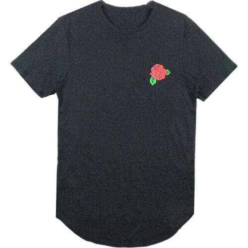Mens Rose Print Oversized Longline T Shirt