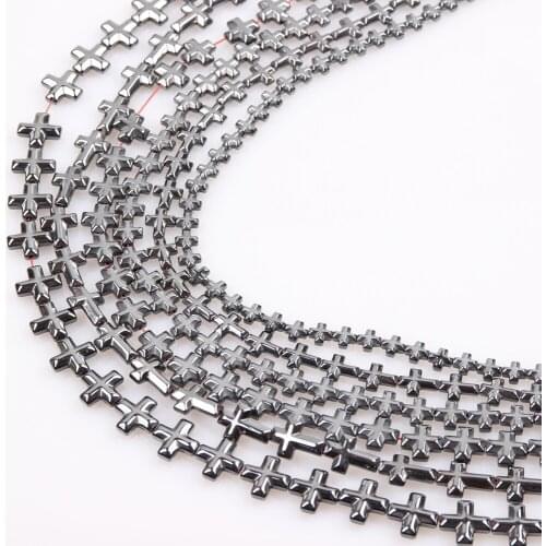 Natural Stone 6~12mm Hematite Non-magnetic Gallstone Cross Loose Beads for Jewelry Making New DIY Bracelet Necklace Accessories