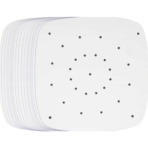 New 100Pcs Air Fryer Parchment Paper Perforated Unbleached Square Air Fryer Liners Steaming Parchment Liner
