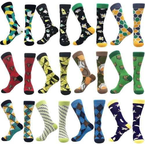 2021 new cotton mens socks creative printing fun party street style comfortable breathable female stockings student stockings