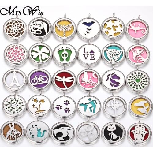 New Aroma Diffuser Necklace 25 Designs Open Lockets Pendant Perfume Essential Oil Aromatherapy Necklace With Chains