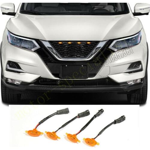 NEW For Nissan Rogue Sport 2017-2021 Grille LED Amber Light Raptor Grill Cover 4pcscar accessories
