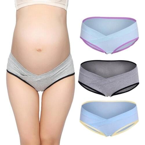 OkayMom 3Pcs/Lot Cotton Maternity Underwear U-Shaped Low Waist Pregnancy Briefs For Pregnant women Plus size Panties Clothes