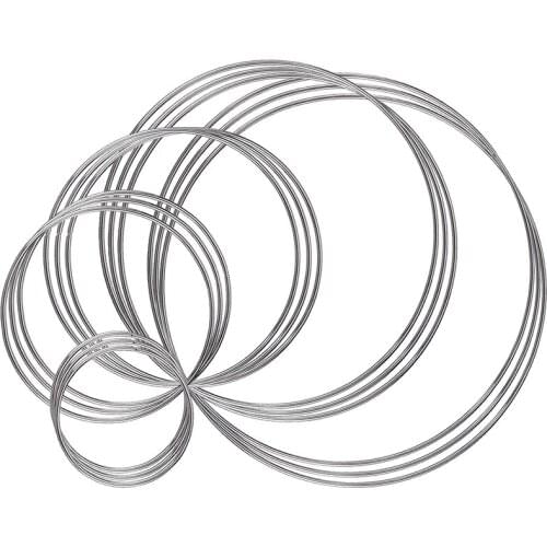 Hot Metal Rings Hoops 15 Pieces Craft Silver Rings for Dream Catcher, Macrame and Other DIY Projects in 5 Sizes (2 Inch, 3.14 In