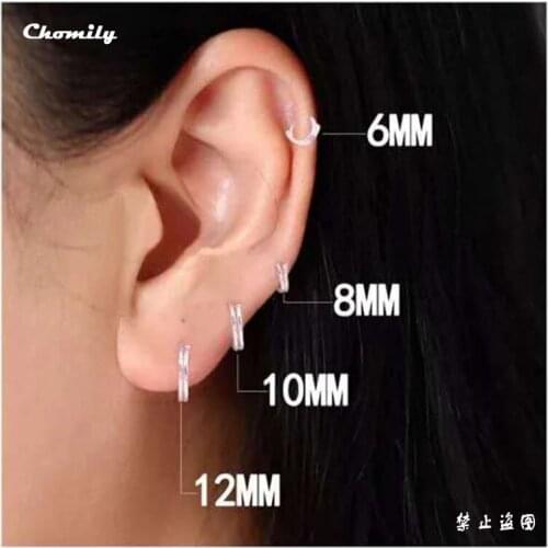 Pure 999 925 Sterling Silver Simple Spiral Winding Coiled Hoop Earrings Ear Bone Buckle Mini Small Round Circle Earrings Hoops