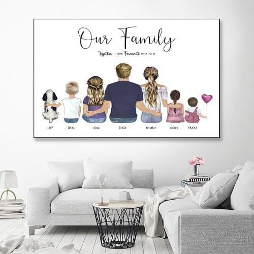 Portrait poster Personalised Family Canvas Painting New Home Gift Wall Art Picture Family gift Art Mother Day For Living Room