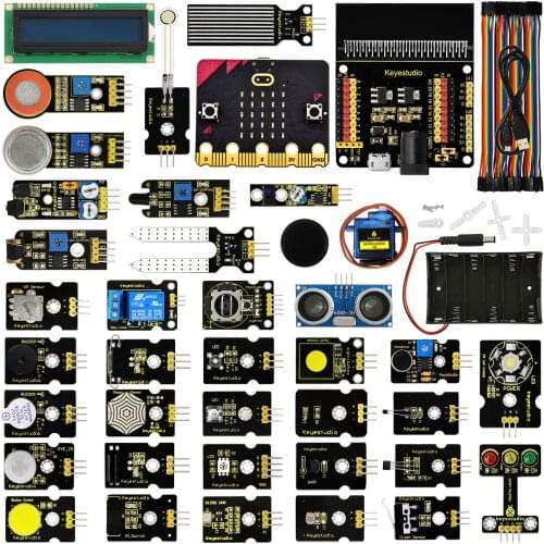Keyestudio 37 in 1 Sensor Starter Kit With Micro:Bit V2.0 for BBC MicroBit Makecode DIY 38 Projects (Including Micro:Bit V2 )