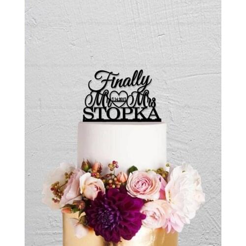 Wedding Cake Topper,Finally Cake Topper,Mr And Mrs Cake Topper,Wedding Decoration,Custom Cake Topper,Last Name Cake Topper