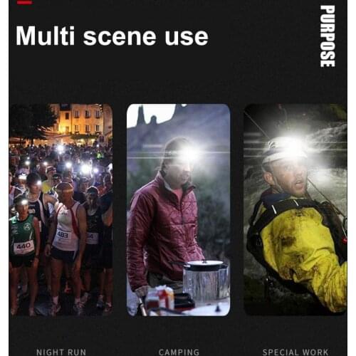 Convenient Head Lamp Shock-proof Headlight LED 6 Light Modes Head Flashlight Compact Auto Sensor Head Lamp Torch for Runner