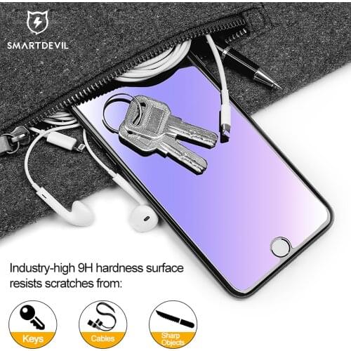 SmartDevil Screen Protector for iPhone Pro Max Anti-Blue Light Tempered Glass for iPhone 6 6s 7 8 Plus 2.5D 9H Protective Cover