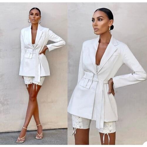 Summer Trousers Set Women Crop Top Sexy Lace-up Blazer Coat High Waist Pants Suit Sets Streetwear 2 Piece Lady Customized