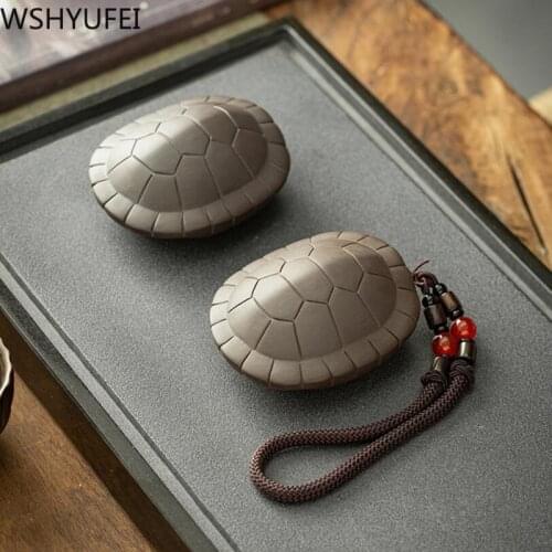1 PCS Purple Clay Ornament Small Turtle Shell Tea Pets Boutique Tea Table Decoration Handmade Crafts Tea Ceremony Accessories