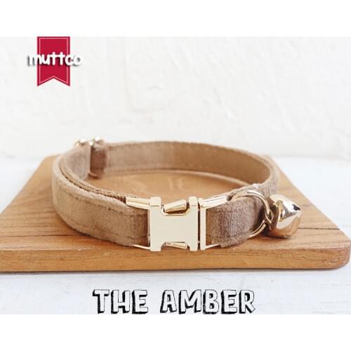 10pcs/lot MUTTCO retail with gold high quality metal buckle collar for cat THE AMBER design cat collar 2 sizes UCC079J