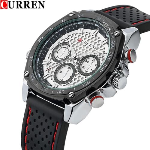 2016 CURREN Luxury Brand Military Watch Men Quartz Analog Clock Rubber Strap Clock Man Sports Watches Army Relogios Masculino