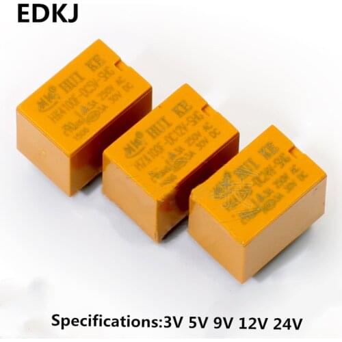 5PCS/LOT HK4100f-DC12V-SHG Relay hk4100F-DC3V 5V 9V 12V 24V HK4100F 12 V DIP6 3A 250V AC/ 3A 30V DC