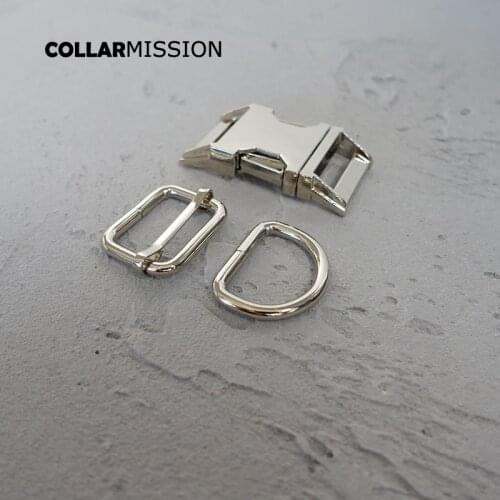 50sets/lot (metal buckle+adjust buckle+D ring/set) manufacturer high quality plated metal buckle diy 25mm dog collars parts