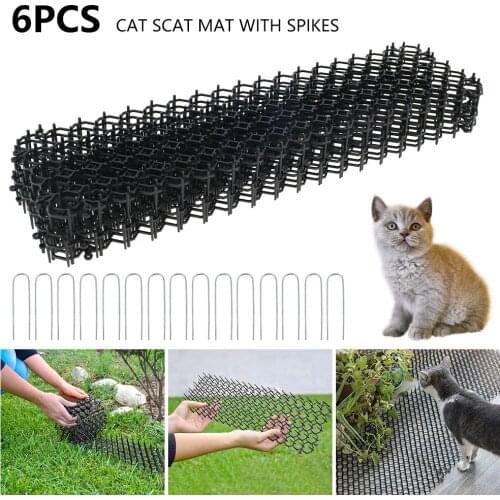 6Pcs 49x14cm Cat Dog Repellent Mat Garden Wild Animal Spike Prickle Strips Digging Stopper Deterrent Device Garden Supplies