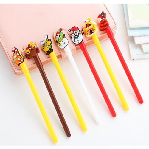 7pcs Snow Festival Gel Pen Black Ink Kawaii Ballpoint Pens Cute Bear Christmas Kids Gift Stationeries School Supplies H6823