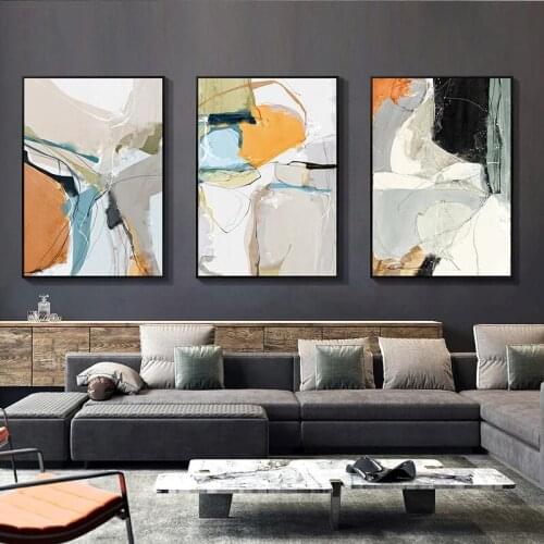 Abstract Yellow Cuadros Oil Painting Printed On Posters And Prints Wall Decorative Pictures Decoration For Living Room Posters