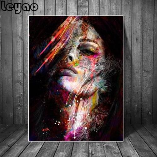 DIY 5D Diamond Painting Abstract Graffiti Art woman Diamond Mosaic full round Drill Diamond Embroidery Decoration Rhinestones