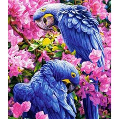 5D DIY Diamond Painting Animal Painting Flower Blue Parrot Picture Cross Stitch Square Round Diamond Embroidery Decor WG2867