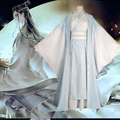 Anime Mo Dao Zu Shi Cosplay Wei Wuxian / Lan Wangji Costume Full Set Wig Adult Halloween Stage Performance Clothes Hanfu C89K223