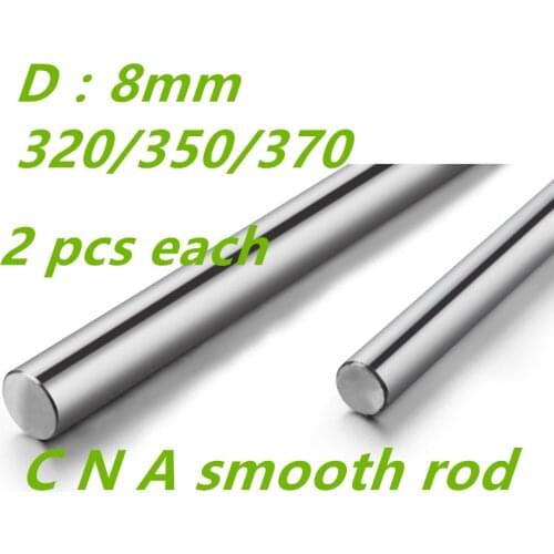 Free Shipping 8mm linear shaft linear rod set: 320mm/350mm/370mm long harden chromed plated for 3D printer parts cnc parts