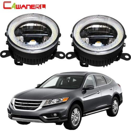 Cawanerl For Honda Crosstour 2013 2014 2015 Car LED Bulb Right + Left Fog Light Daytime Running Lamp DRL Angel Eye 3000LM 12V