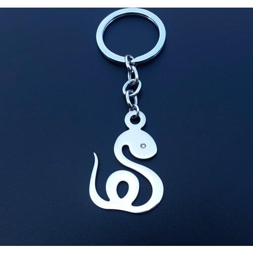 Snake Keyring Stainless Steel Crystal Eye Viper Keychains Simple Fashion Jewerly Gift For Men Women
