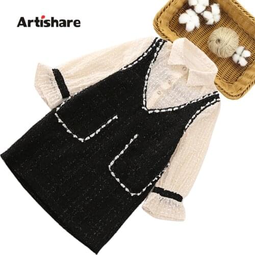 Kids Dresses For Girls Patchwork Girls Party Dress Kids Flare Sleeve Children Dress Casual Style Childrens Clothing 6 8 10