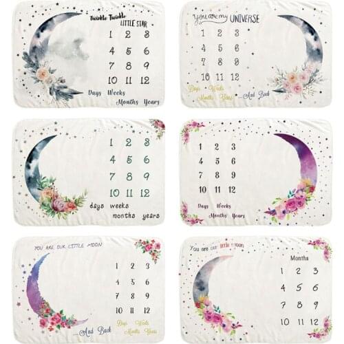 Baby Monthly Record Growth Milestone Blanket Newborn Photography Props Child Photo Creative Moon Flower Background Cloth
