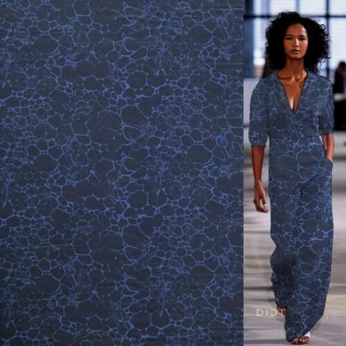 Fshion deep blue stripe pure silk Crepe DE chine silk fabric 16momme 55" width,SCDC738-M