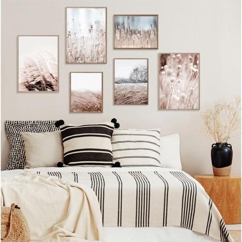 Grass Nature Scenery Picture Flower Plant Poster Landscape Wall Art Canvas Painting Nordic Style Print for Living Room