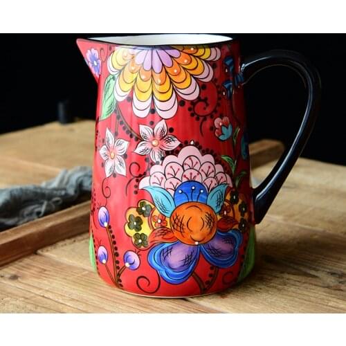 Ceramic tableware American country hand-painted jug cold kettle flower vase flower pot flower decoration decoration