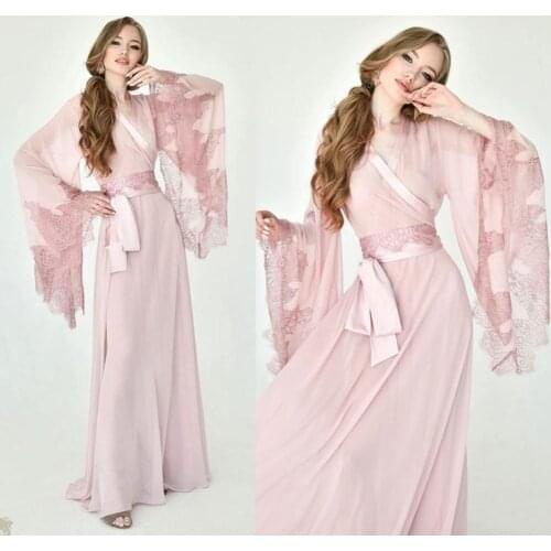 Chinese Style Nightgown Ladies Silk Long Sleeve Lace Trim Nightwear Sexy Beautiful Party Evening Housewear Sleepwear
