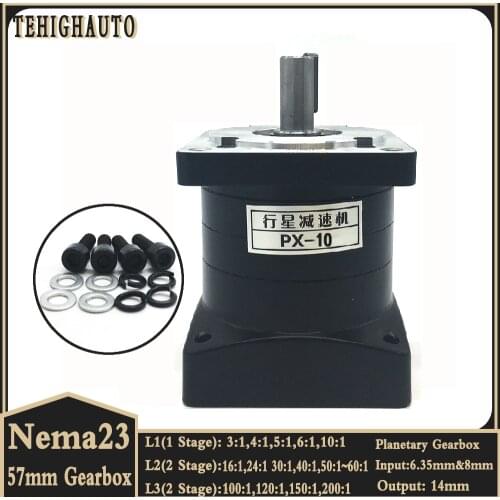 Speed Reducer Ratio 10:1 Stepper Motor Nema 23 Planetary Gearbox Gear Input Shaft 8mm 15 Arcmin CNC Parts Nema23 Reduction Gear
