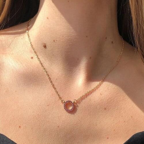 Gold Color Circle Pendant Choker Necklace For Women Girls Fashion Simple Geometric Clavicle Chain Necklaces Jewellery Gifts 2021