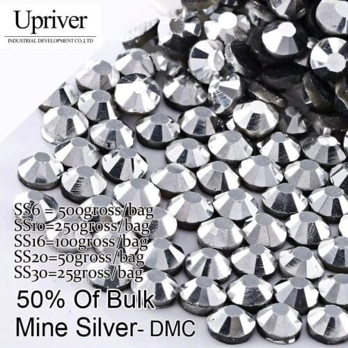 Bulk Packing Shiny Stones Flatback Best Quality SS6 SS10 SS16 SS20 SS30 Mine siver Hotfix Rhinestones