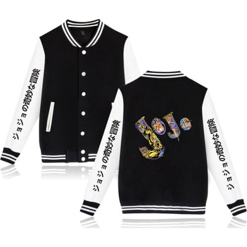 Jojos Bizarre Adventure Baseball Jacket men bomber jacket Fashion Capless Tops Casual Coat Hip Hop Sweatshirt Hoodie